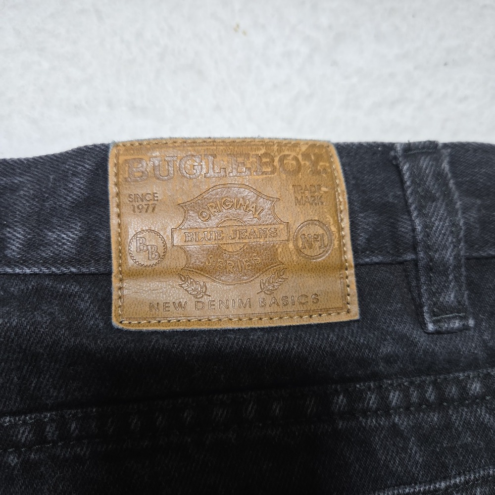 VTG Bugle Boy 750 Jeans Mens 30x30 Black Denim Wide Leg Tapered Y2k - Picture 8 of 9